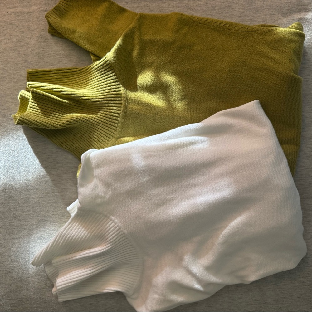 Talbots Olive and White Sweaters